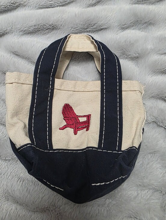 L.L. Bean Handbags - Vintage L.L.Bean Mini BOAT AND TOTE lawn chair Canvas Bag USA White Blue